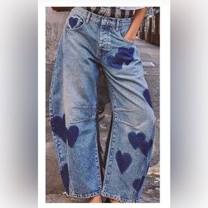 Blue Jeans with Heart Patches